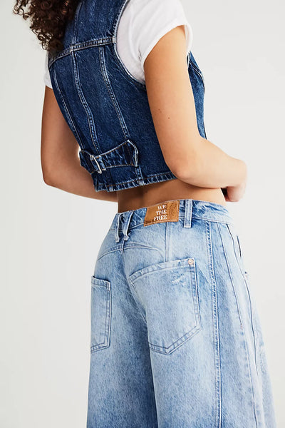 Free People - Good Luck Mid-Rise Barrel Jeans - BARNYARD BLUE