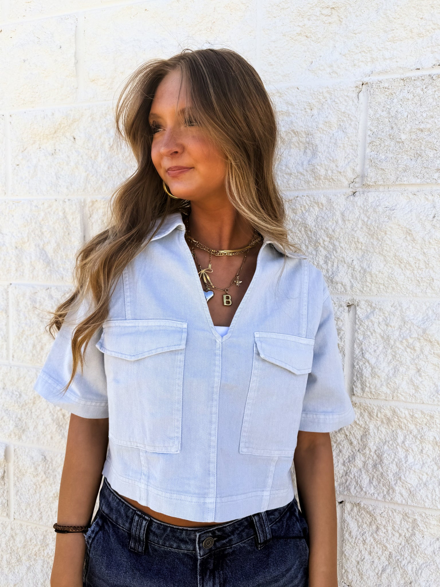 Morning Dew Blue Denim Top