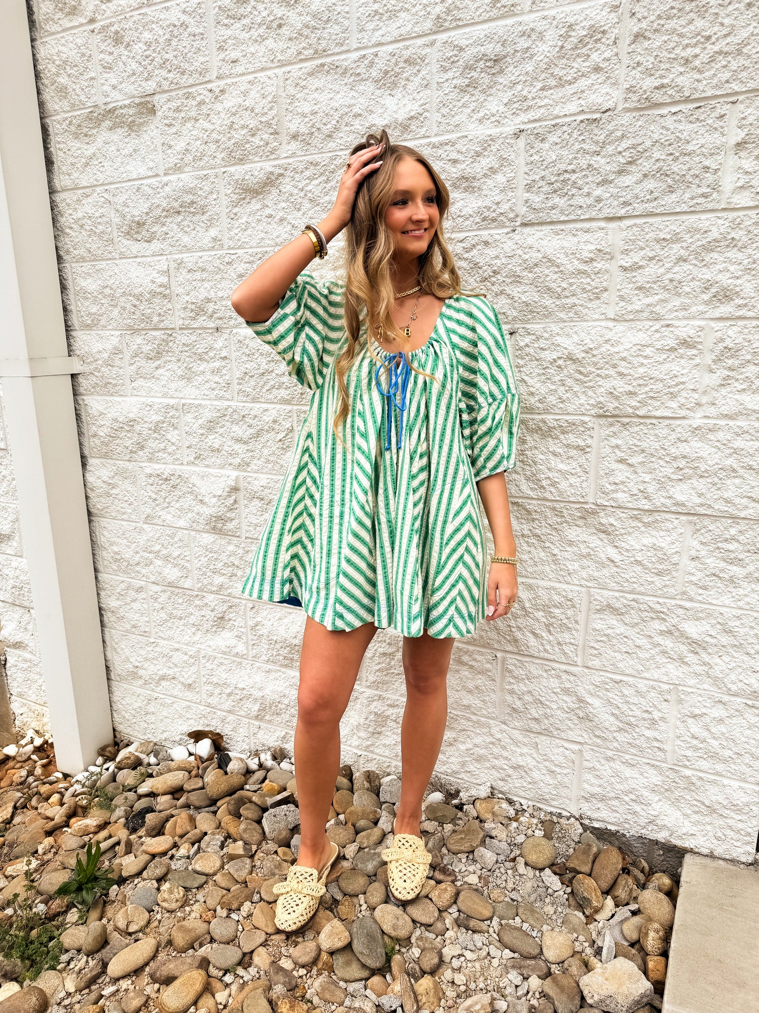 Free People - Bop Around Romper - GREEN COMBO