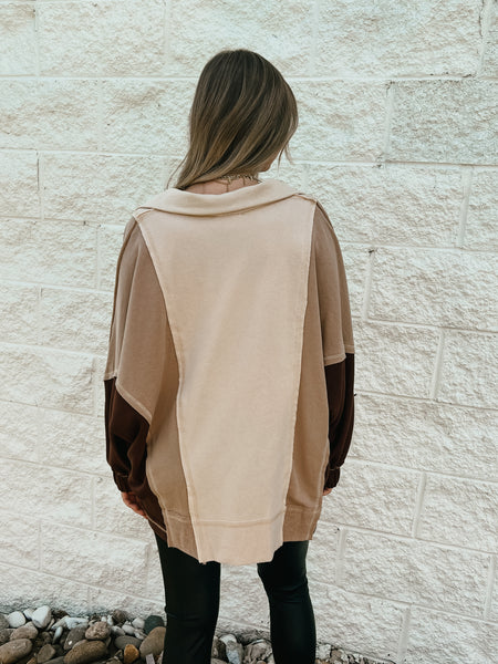 Mocha Melody Color Block Pullover