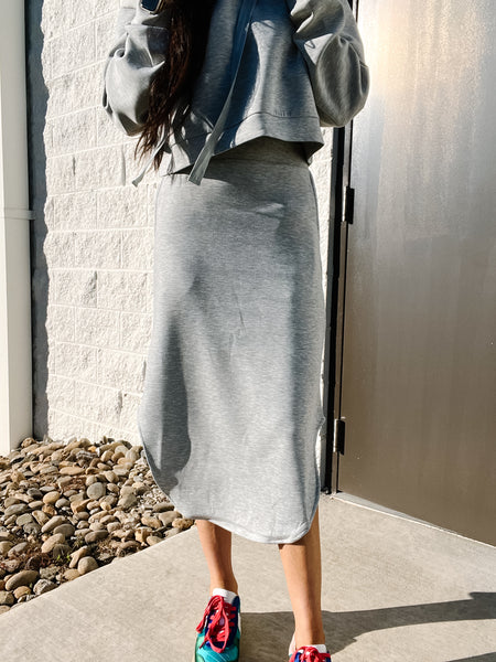 Diana Scuba Midi Skirt - Heather Grey