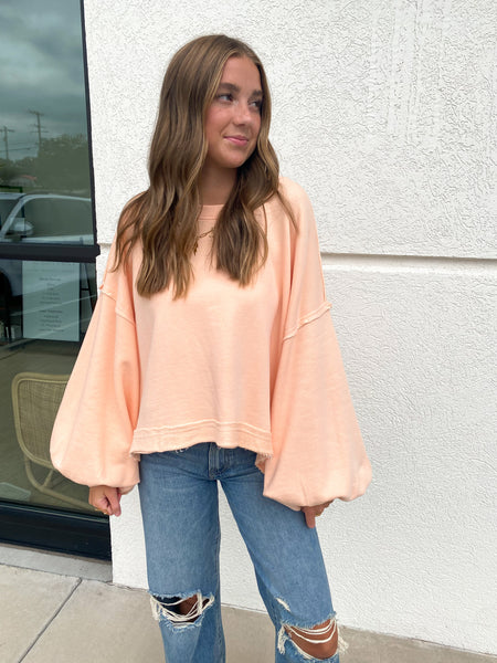 Free People - Trish Sweatshirt - SUMMER PEACH