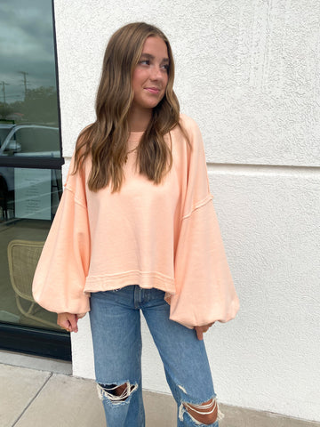 Free People - Trish Sweatshirt - SUMMER PEACH