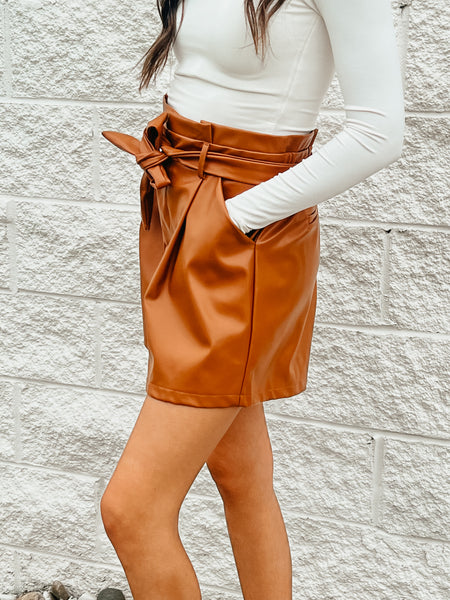 Stylin' n' profilin' Faux Leather Paper Bag Shorts