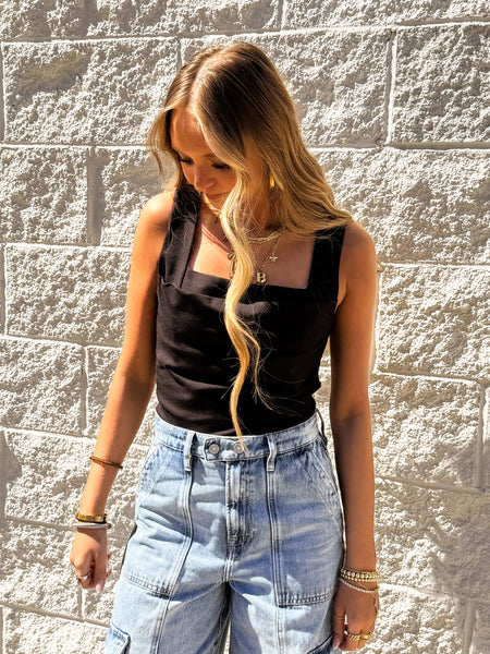 Mystic Black Ruched Tank