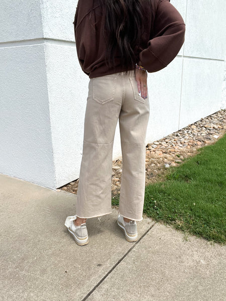 Hidden - Nori Khaki Cropped Wide Leg