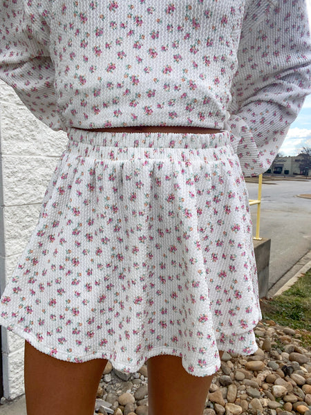 Flirty Floral Ribbed Top & Skort Set