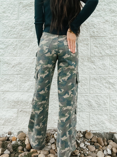 Hidden - Nori Camo Wide Leg Cargo Jeans