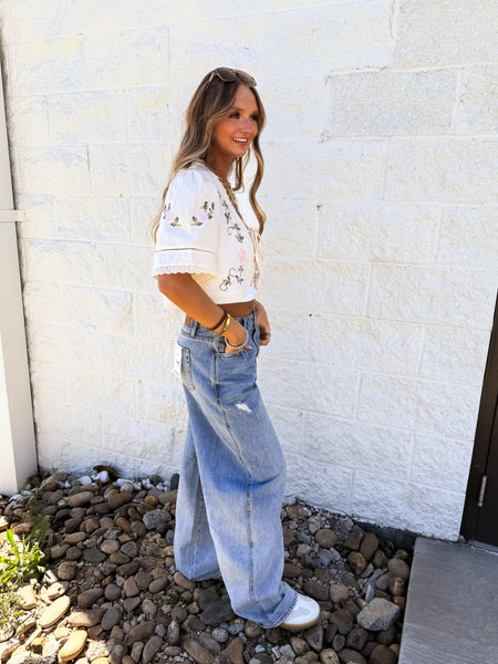 Cedar Blossom Embroidered Blouse