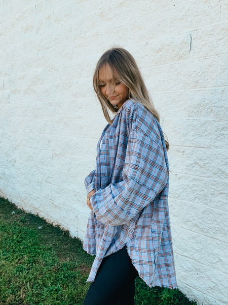 Peri Blue Plaid Perfection Flannel Tunic