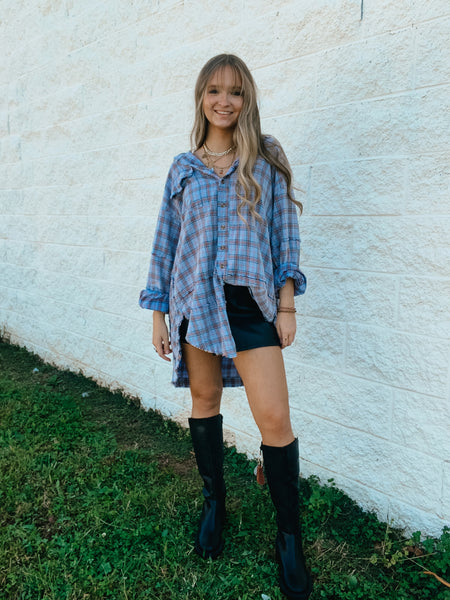 Peri Blue Plaid Perfection Flannel Tunic