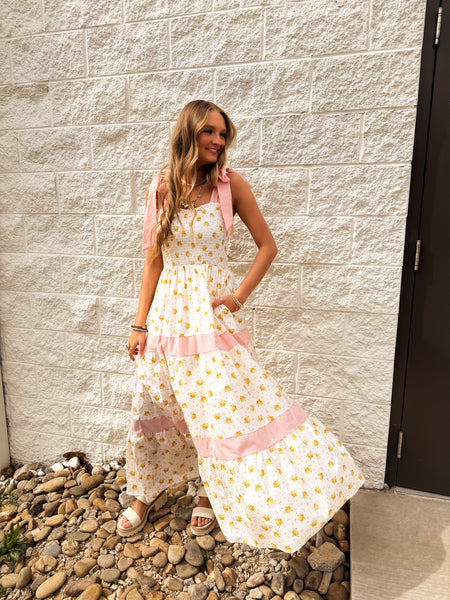 Citrus Blossom Maxi Dress - Orange