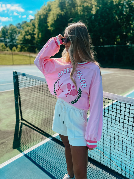 "Sports Club" Sequin Patch Sweatshirt