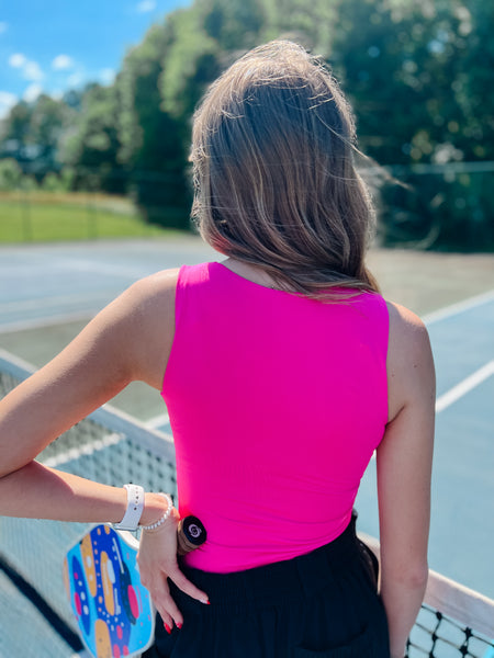 Hold Me Tight Double Layer Tank Top - HOT PINK