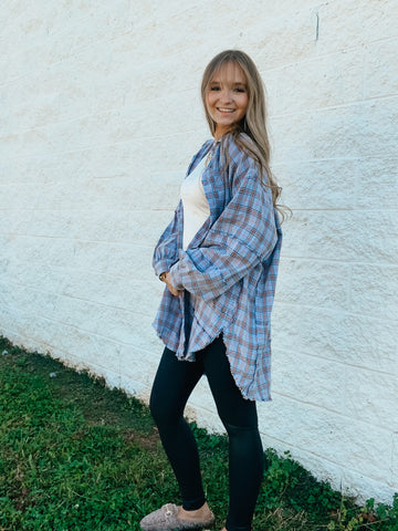 Peri Blue Plaid Perfection Flannel Tunic