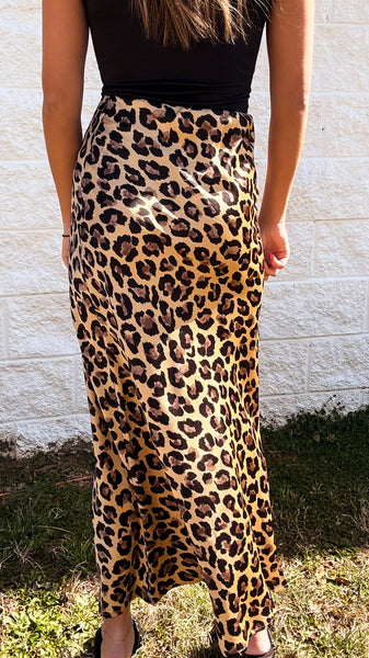 Leopard Legacy Satin Midi Skirt