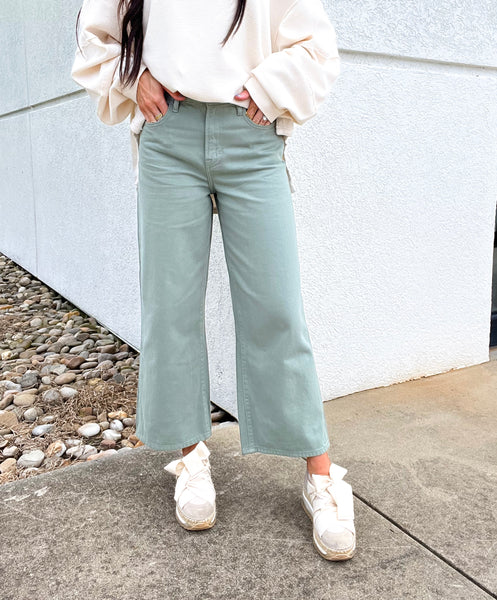 Hidden - Nori Cropped Wide Leg Jean - SAGE