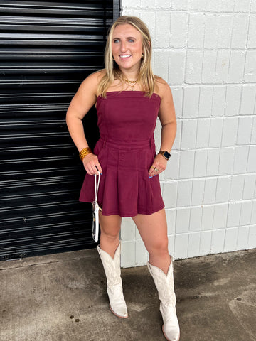 Garnet For The Win Denim Romper