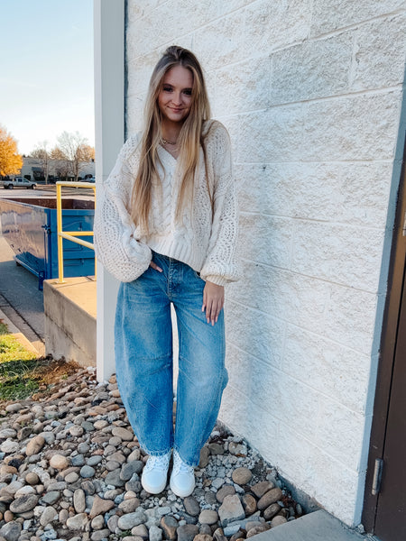 Free People - Good Luck Mid-Rise Barrel Jeans - ULTRA LIGHT BEAM