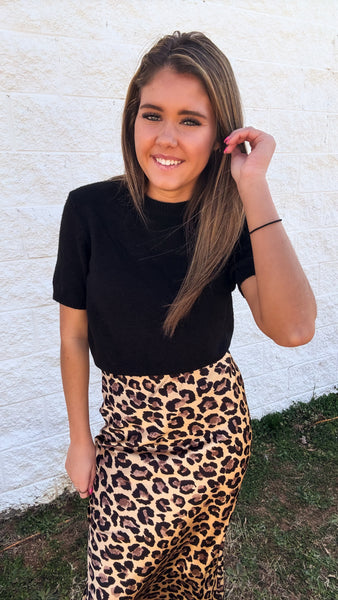 Leopard Legacy Satin Midi Skirt