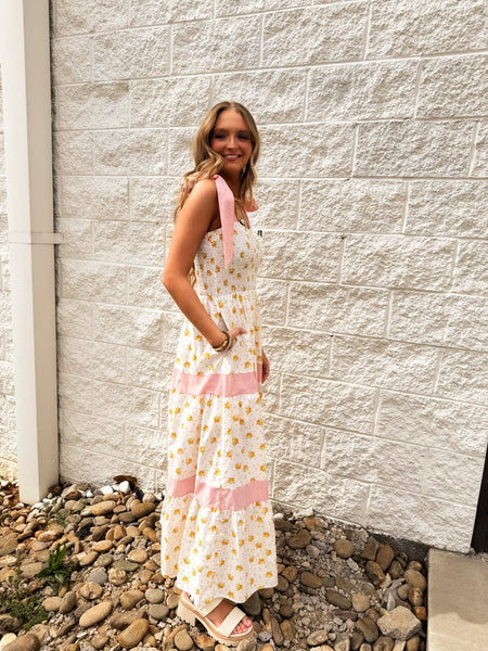 Citrus Blossom Maxi Dress - Orange