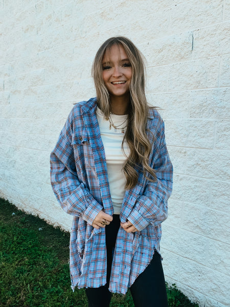 Peri Blue Plaid Perfection Flannel Tunic