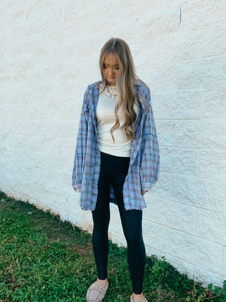 Peri Blue Plaid Perfection Flannel Tunic