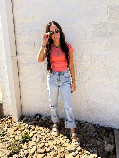 Free People - Protagonist Tee - THRIVING CORAL