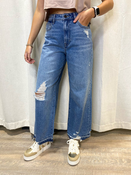 Hidden - Nori Ripped High Waist Wide Leg Dad Jeans