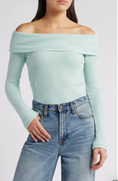 Free People - Autumn Cozy Off the Shoulder Bodysuit - HARBOR