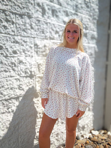 Flirty Floral Ribbed Top & Skort Set