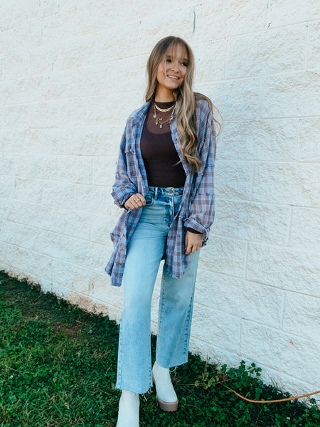 Peri Blue Plaid Perfection Flannel Tunic