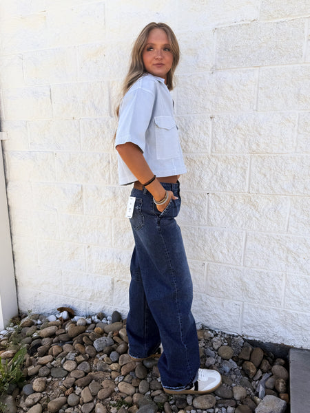 Morning Dew Blue Denim Top
