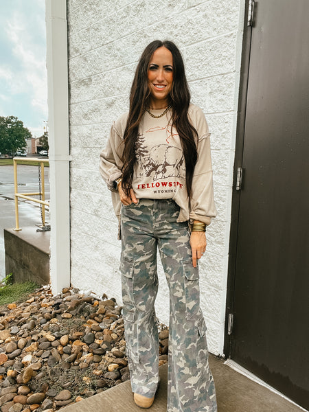 Hidden - Nori Camo Wide Leg Cargo Jeans