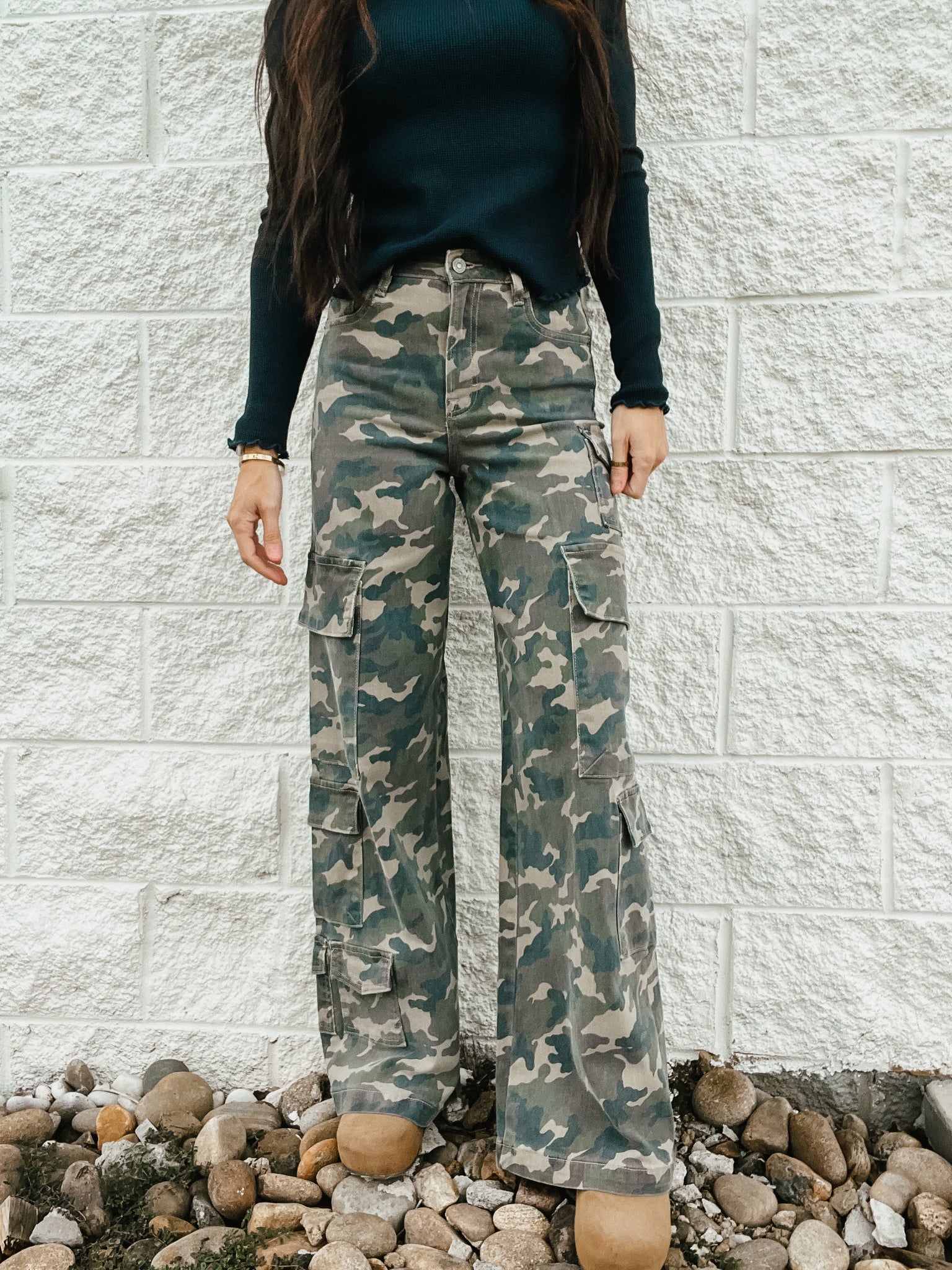 Hidden - Nori Camo Wide Leg Cargo Jeans