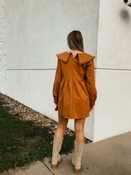 Bronze Belle Peter Pan Collar Mini Dress