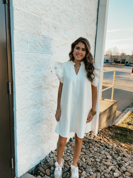 Ivory Elegance Cable Knit Mini Dress