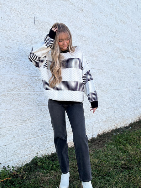 To The Point Black & White Sweater