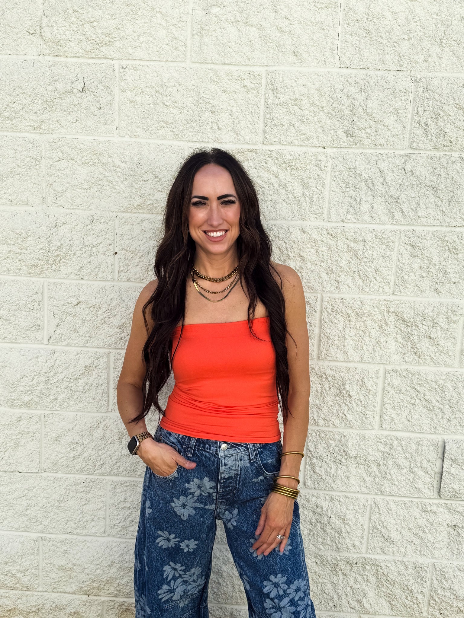 Free People - Carrie Tube Top - BRILLIANT CORAL