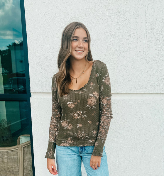 Free People - Clover Printed Thermal - ARMY COMBO