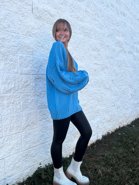 Winter Blues Cozy Knit Sweater