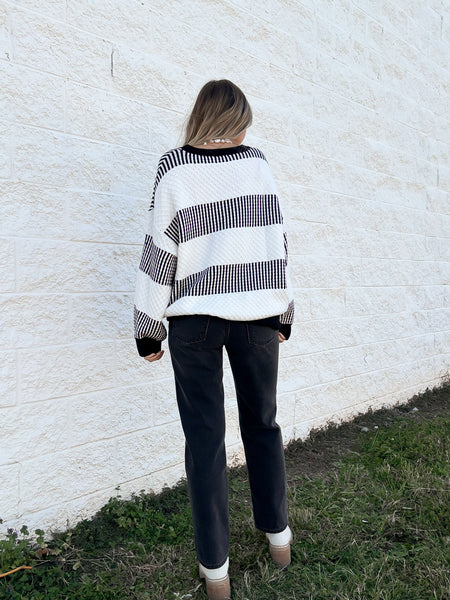 To The Point Black & White Sweater