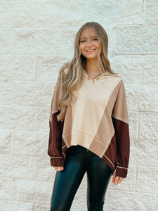 Mocha Melody Color Block Pullover