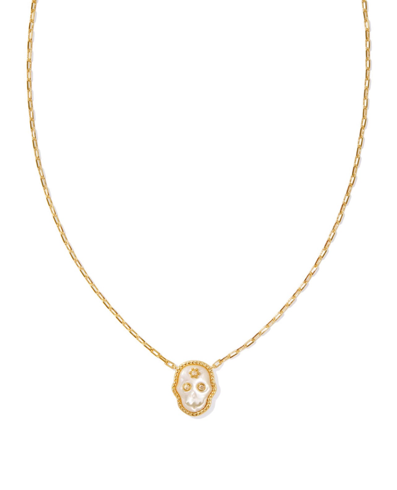 Kendra Scott - Skeleton Short Pendant Gold Necklace - IVORY MOTHER OF PEARL