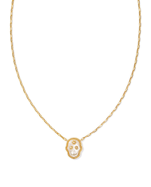 Kendra Scott - Skeleton Short Pendant Gold Necklace - IVORY MOTHER OF PEARL