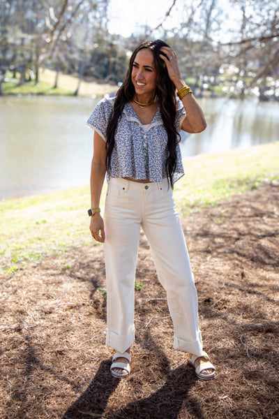 Free People - Truly Yours Printed Blouse - IVORY COMBO - DAISY