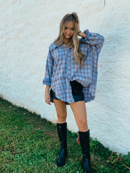 Peri Blue Plaid Perfection Flannel Tunic