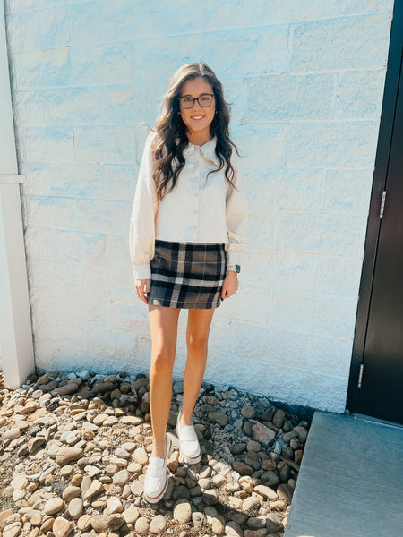 Brownstone Plaid Mini Skirt