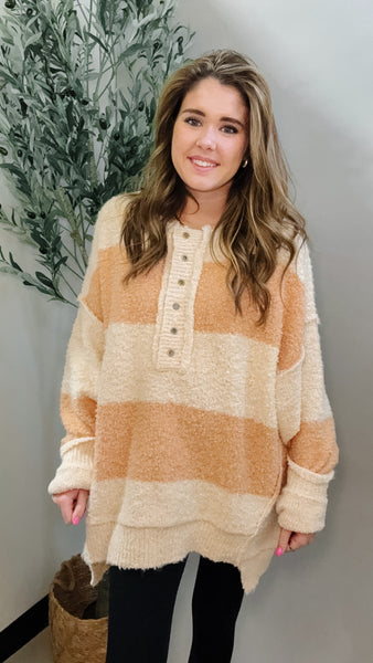 Stripes of Beige Oversized Sweater