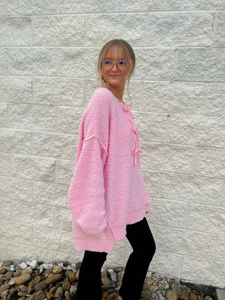 Cuddle & Bows Pink Oversized Sweater